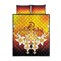 Tahiti Heiva Festival Quilt Bed Set Tahitian Vahine Plumeria Flowers