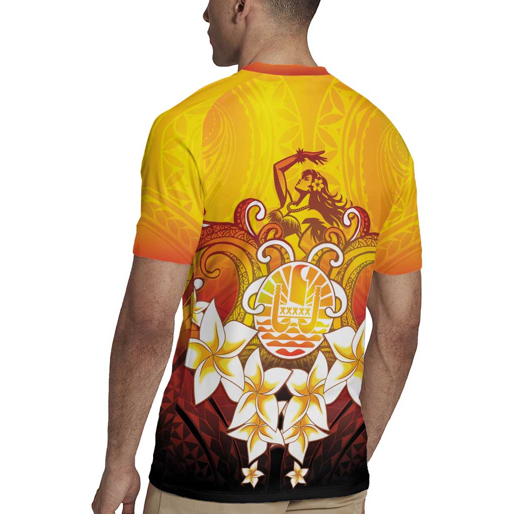 Tahiti Heiva Festival Rugby Jersey Tahitian Vahine Plumeria Flowers LT05 - Polynesian Pride