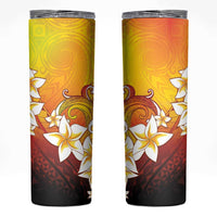 Tahiti Heiva Festival Skinny Tumbler Tahitian Vahine Plumeria Flowers LT05 Yellow - Polynesian Pride
