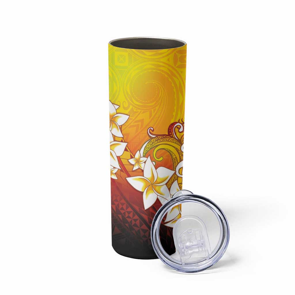 Tahiti Heiva Festival Skinny Tumbler Tahitian Vahine Plumeria Flowers LT05 - Polynesian Pride