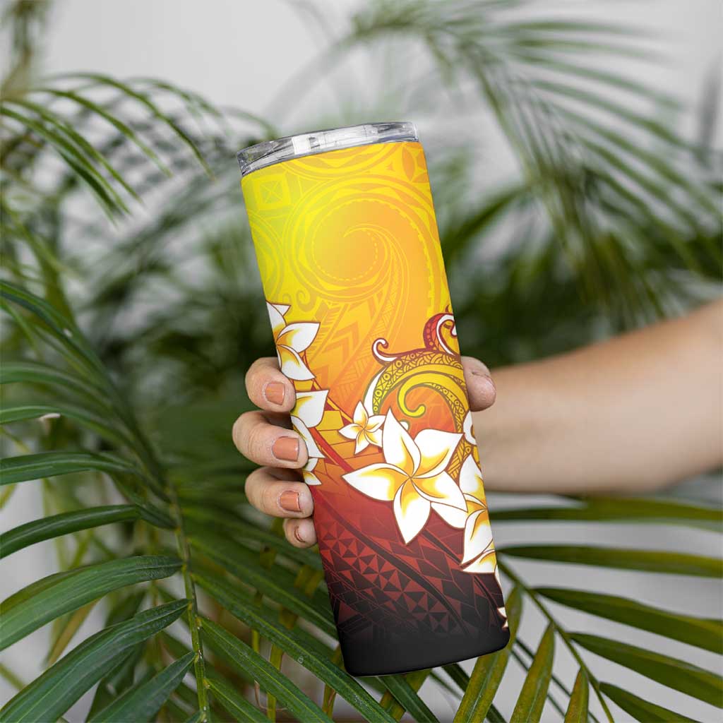 Tahiti Heiva Festival Skinny Tumbler Tahitian Vahine Plumeria Flowers LT05 - Polynesian Pride