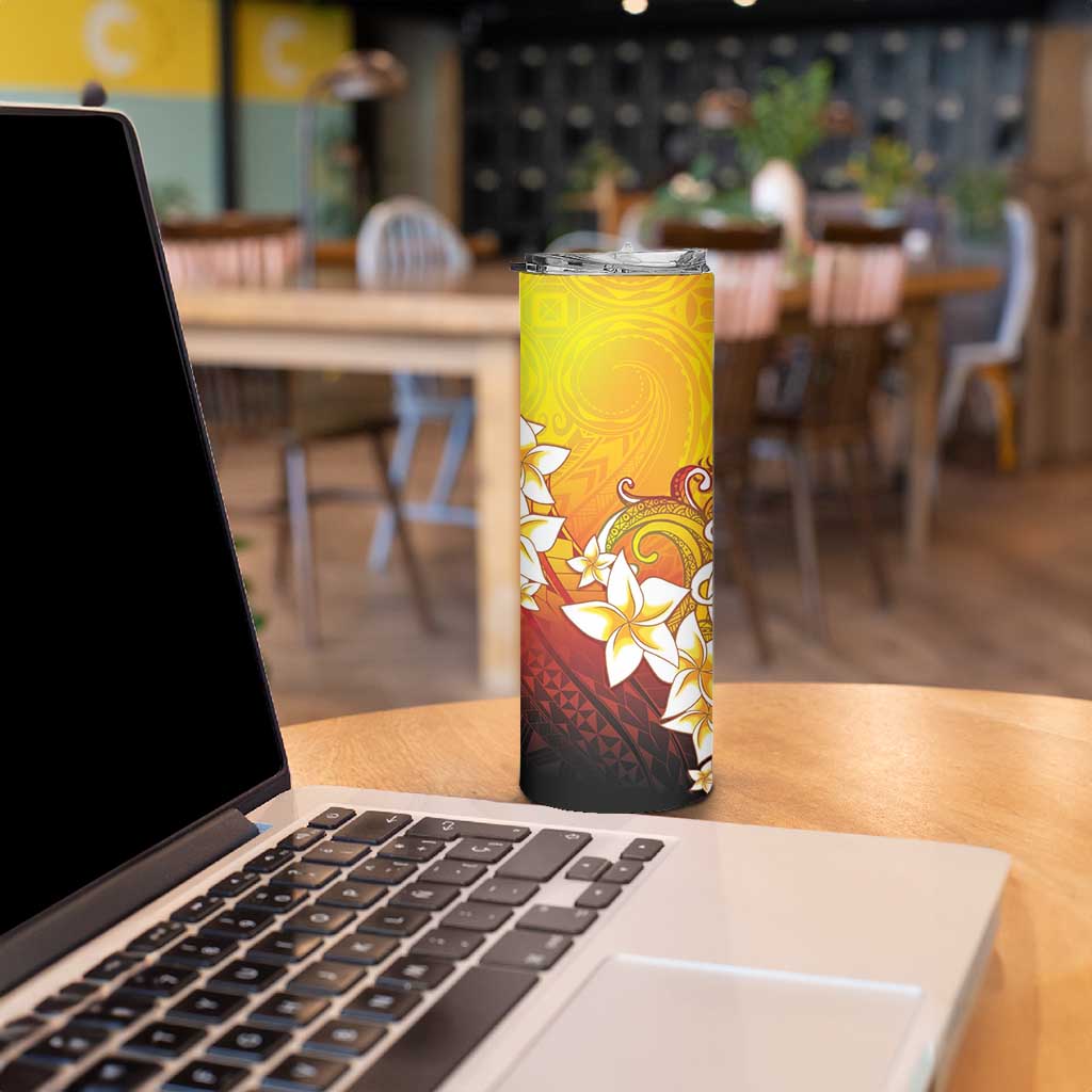 Tahiti Heiva Festival Skinny Tumbler Tahitian Vahine Plumeria Flowers LT05 - Polynesian Pride
