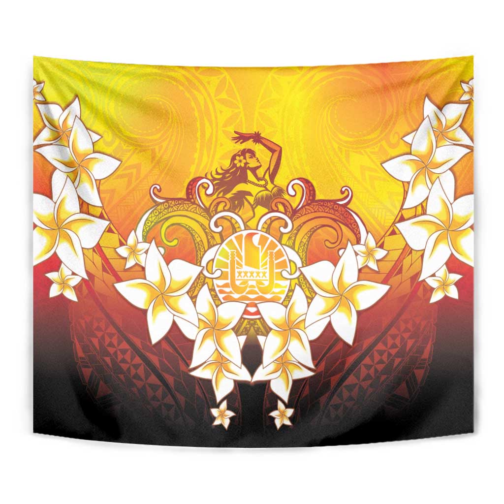 Tahiti Heiva Festival Tapestry Tahitian Vahine Plumeria Flowers