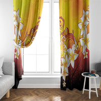 Tahiti Heiva Festival Window Curtain Tahitian Vahine Plumeria Flowers
