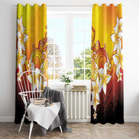 Tahiti Heiva Festival Window Curtain Tahitian Vahine Plumeria Flowers