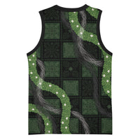 Hawaiian Quilt Basketball Jersey Pele Hair Hinahina Lei Black Version