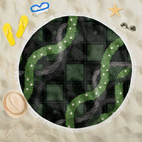 Hawaiian Quilt Beach Blanket Pele Hair Hinahina Lei Black Version