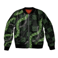 Hawaiian Quilt Bomber Jacket Pele Hair Hinahina Lei Black Version