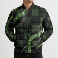 Hawaiian Quilt Bomber Puffer Jacket Pele Hair Hinahina Lei Black Version