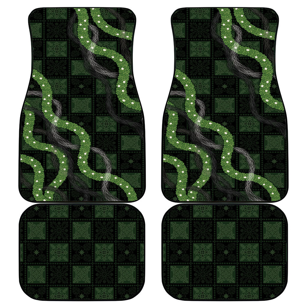 Hawaiian Quilt Car Mats Pele Hair Hinahina Lei Black Version