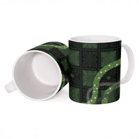 Hawaiian Quilt Ceramic Mug Pele Hair Hinahina Lei Black Version