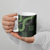 Hawaiian Quilt Ceramic Mug Pele Hair Hinahina Lei Black Version
