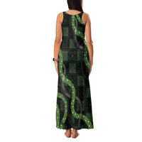 Hawaiian Quilt Family Matching Tank Maxi Dress and Hawaiian Shirt Pele Hair Hinahina Lei Black Version LT05 - Polynesian Pride
