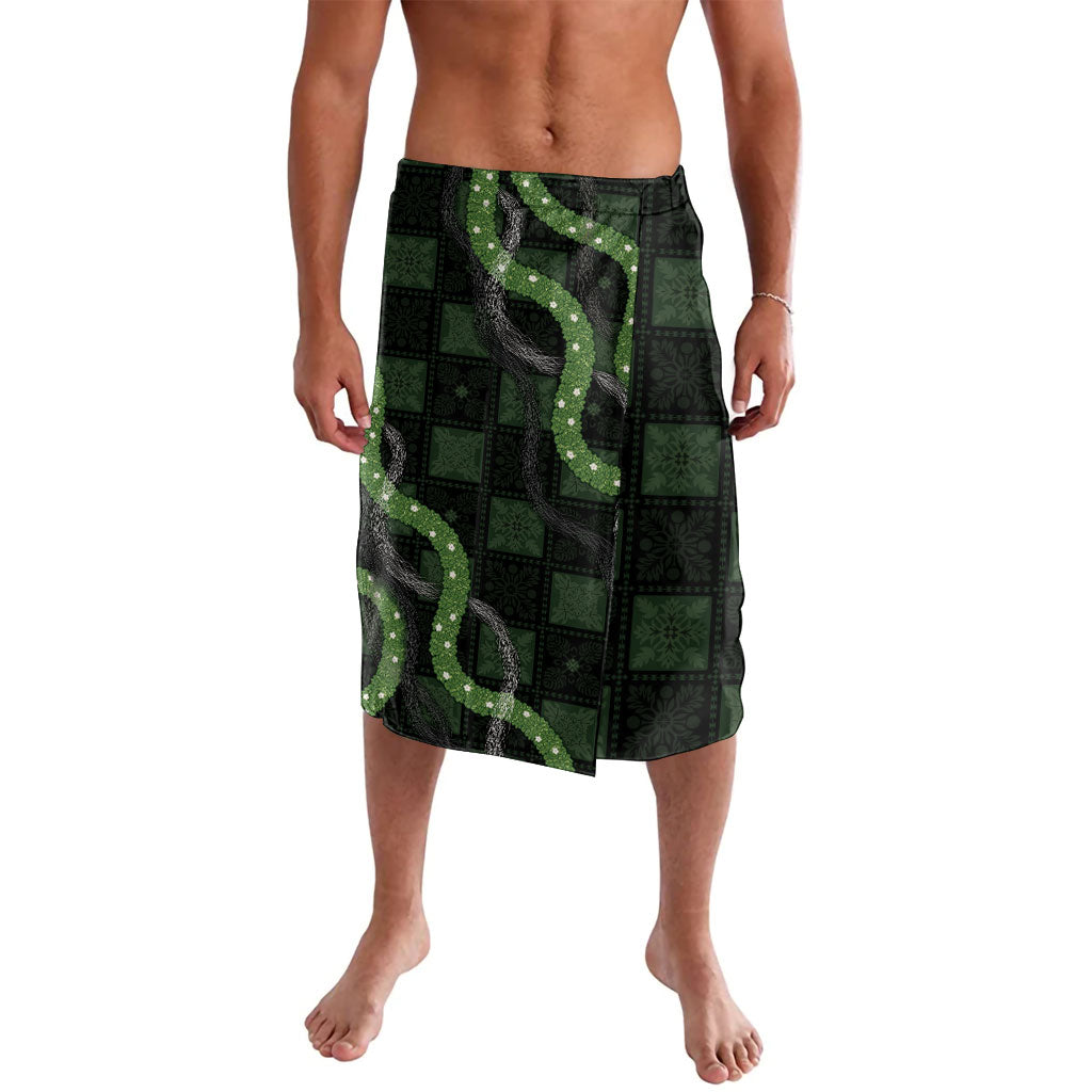 Hawaiian Quilt Lavalava Pele Hair Hinahina Lei Black Version
