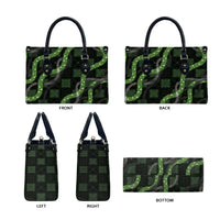 Hawaiian Quilt Leather Bag Pele Hair Hinahina Lei Black Version