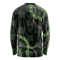 Hawaiian Quilt Long Sleeve Shirt Pele Hair Hinahina Lei Black Version