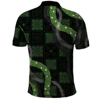 Hawaiian Quilt Polo Shirt Pele Hair Hinahina Lei Black Version