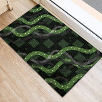 Hawaiian Quilt Rubber Doormat Pele Hair Hinahina Lei Black Version