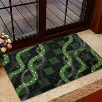 Hawaiian Quilt Rubber Doormat Pele Hair Hinahina Lei Black Version