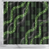 Hawaiian Quilt Shower Curtain Pele Hair Hinahina Lei Black Version
