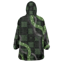 Hawaiian Quilt Wearable Blanket Hoodie Pele Hair Hinahina Lei Black Version