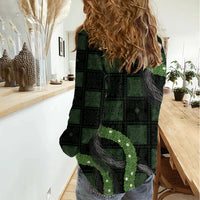 Hawaiian Quilt Women Casual Shirt Pele Hair Hinahina Lei Black Version