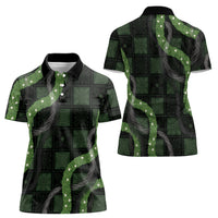 Hawaiian Quilt Women Polo Shirt Pele Hair Hinahina Lei Black Version