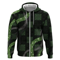 Hawaiian Quilt Zip Hoodie Pele Hair Hinahina Lei Black Version