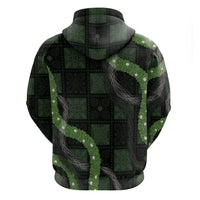 Hawaiian Quilt Zip Hoodie Pele Hair Hinahina Lei Black Version