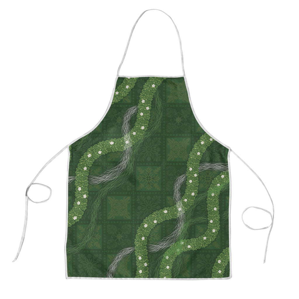 Hawaiian Quilt Apron Pele Hair Hinahina Lei Green Version