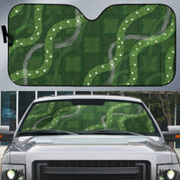 Hawaiian Quilt Auto Sun Shade Pele Hair Hinahina Lei Green Version