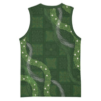 Hawaiian Quilt Basketball Jersey Pele Hair Hinahina Lei Green Version