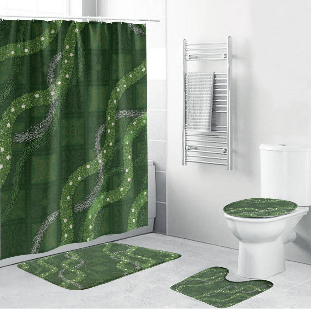 Hawaiian Quilt Bathroom Set Pele Hair Hinahina Lei Green Version