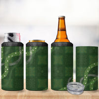 Hawaiian Quilt 4 in 1 Can Cooler Tumbler Pele Hair Hinahina Lei Green Version
