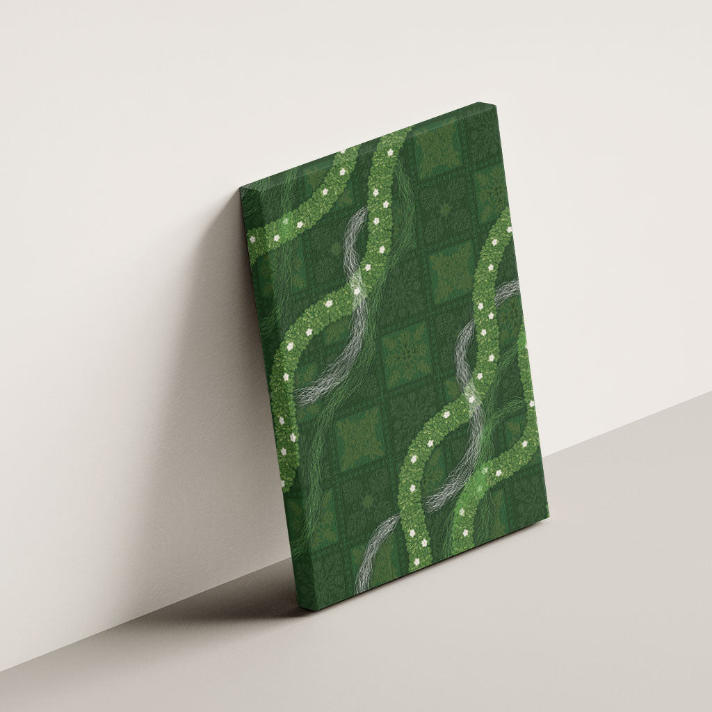 Hawaiian Quilt Canvas Wall Art Pele Hair Hinahina Lei Green Version