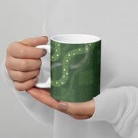 Hawaiian Quilt Ceramic Mug Pele Hair Hinahina Lei Green Version