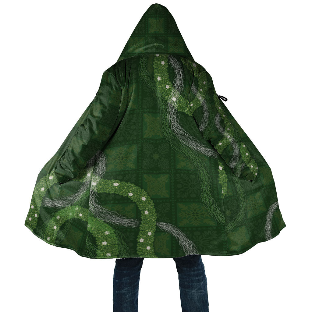 Hawaiian Quilt Cloak Pele Hair Hinahina Lei Green Version