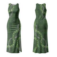 Hawaiian Quilt Couples Matching Tank Maxi Dress and Long Sleeve Button Shirt Pele Hair Hinahina Lei Green Version LT05 - Polynesian Pride