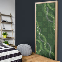 Hawaiian Quilt Door Cover Pele Hair Hinahina Lei Green Version