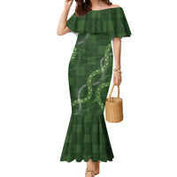 Hawaiian Quilt Family Matching Mermaid Dress and Hawaiian Shirt Pele Hair Hinahina Lei Green Version LT05 Mom's Dress Green - Polynesian Pride