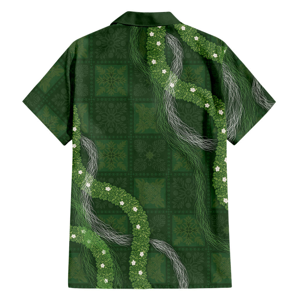 Hawaiian Quilt Hawaiian Shirt Pele Hair Hinahina Lei Green Version