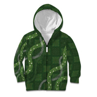 Hawaiian Quilt Kid Hoodie Pele Hair Hinahina Lei Green Version