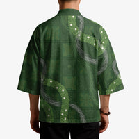 Hawaiian Quilt Kimono Pele Hair Hinahina Lei Green Version