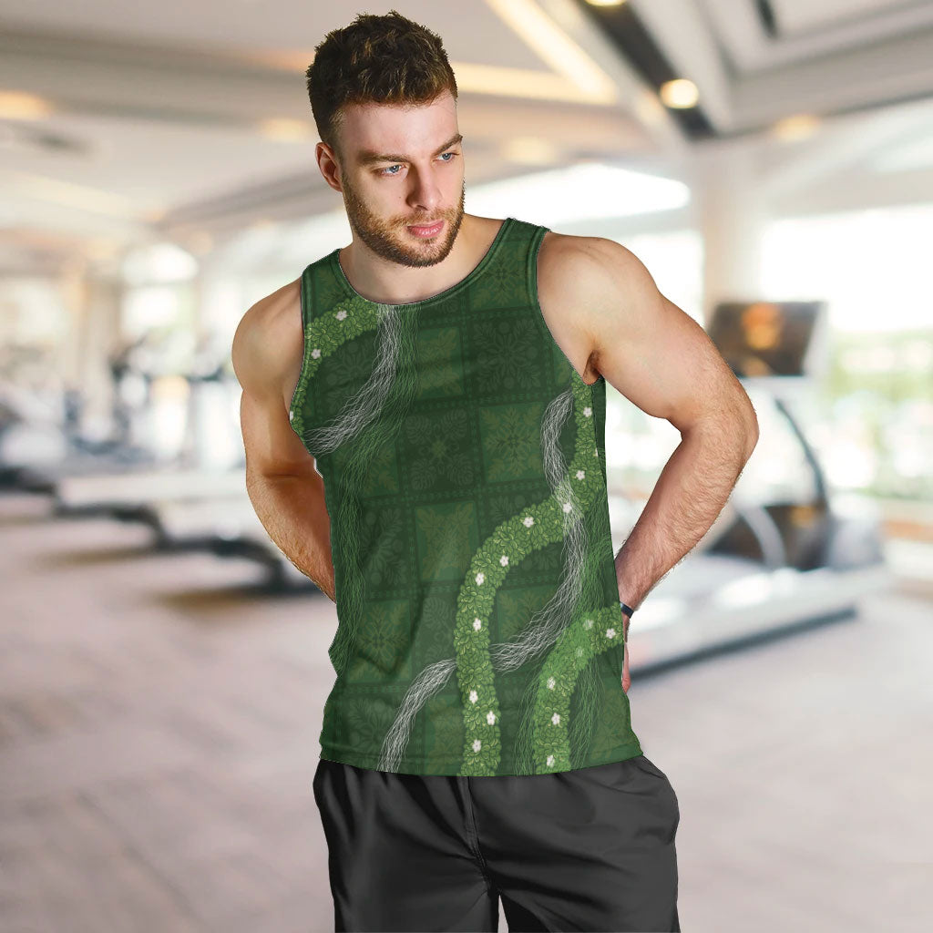 Hawaiian Quilt Men Tank Top Pele Hair Hinahina Lei Green Version