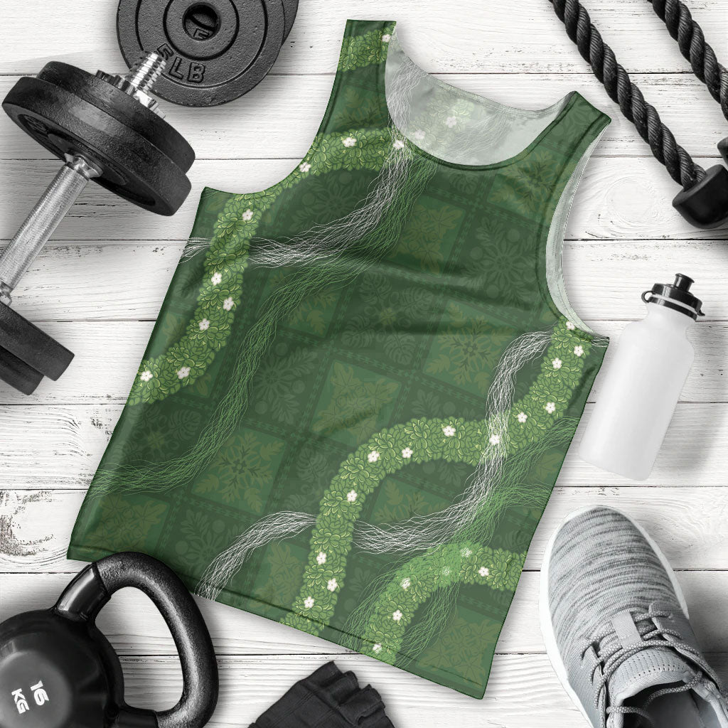 Hawaiian Quilt Men Tank Top Pele Hair Hinahina Lei Green Version