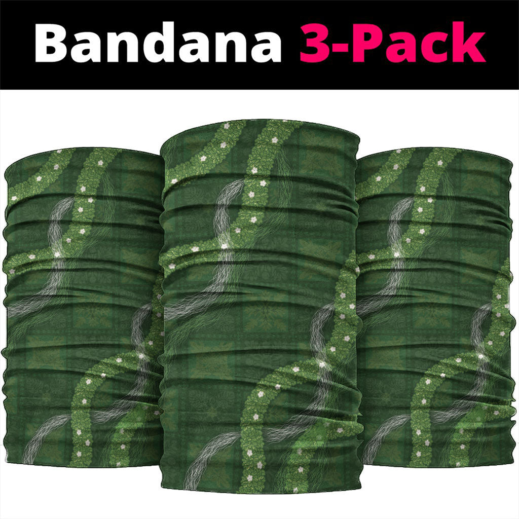 Hawaiian Quilt Neck Gaiter Pele Hair Hinahina Lei Green Version