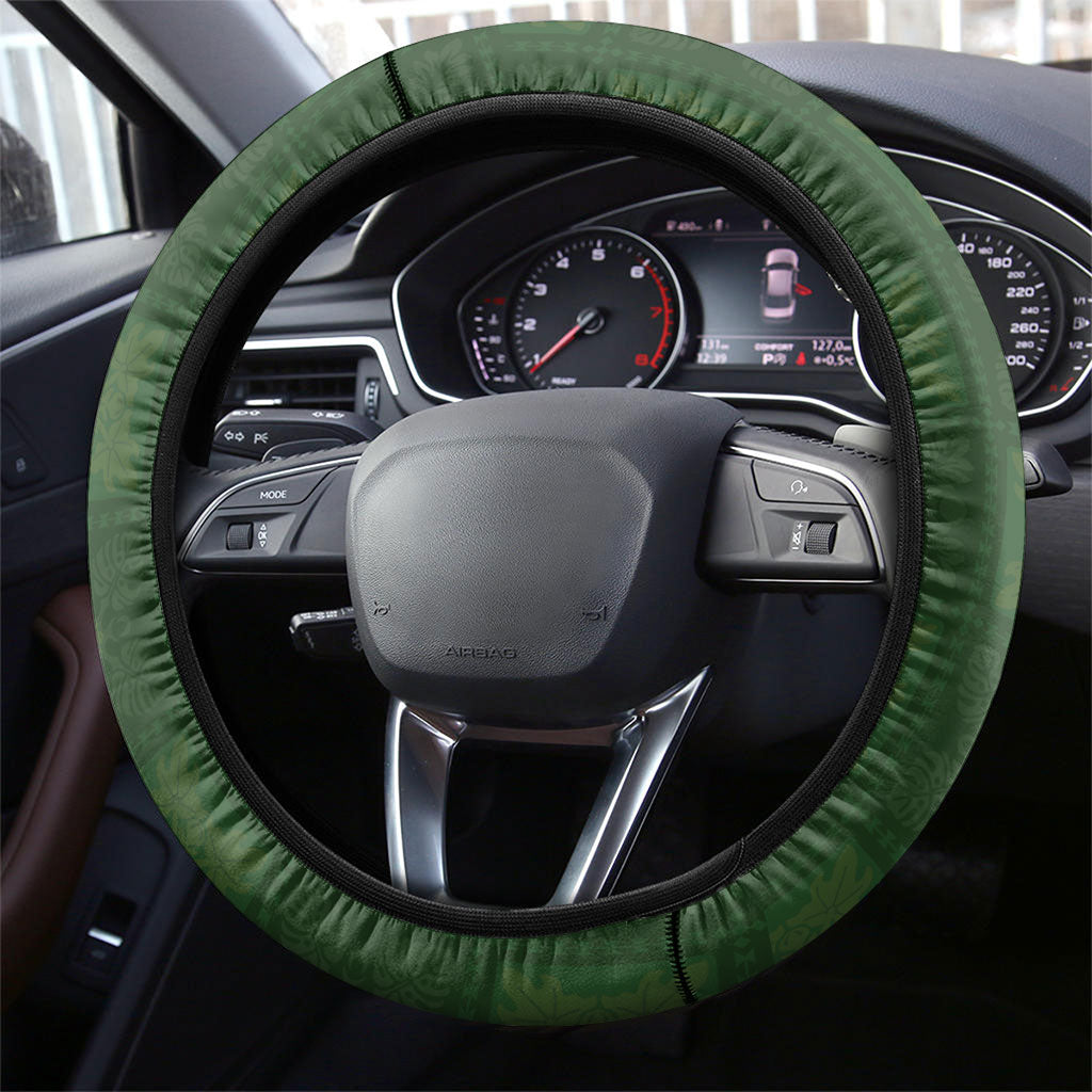 Hawaiian Quilt Steering Wheel Cover Pele Hair Hinahina Lei Green Version
