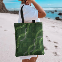Hawaiian Quilt Tote Bag Pele Hair Hinahina Lei Green Version