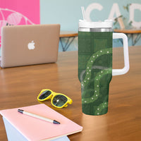 Hawaiian Quilt Tumbler With Handle Pele Hair Hinahina Lei Green Version