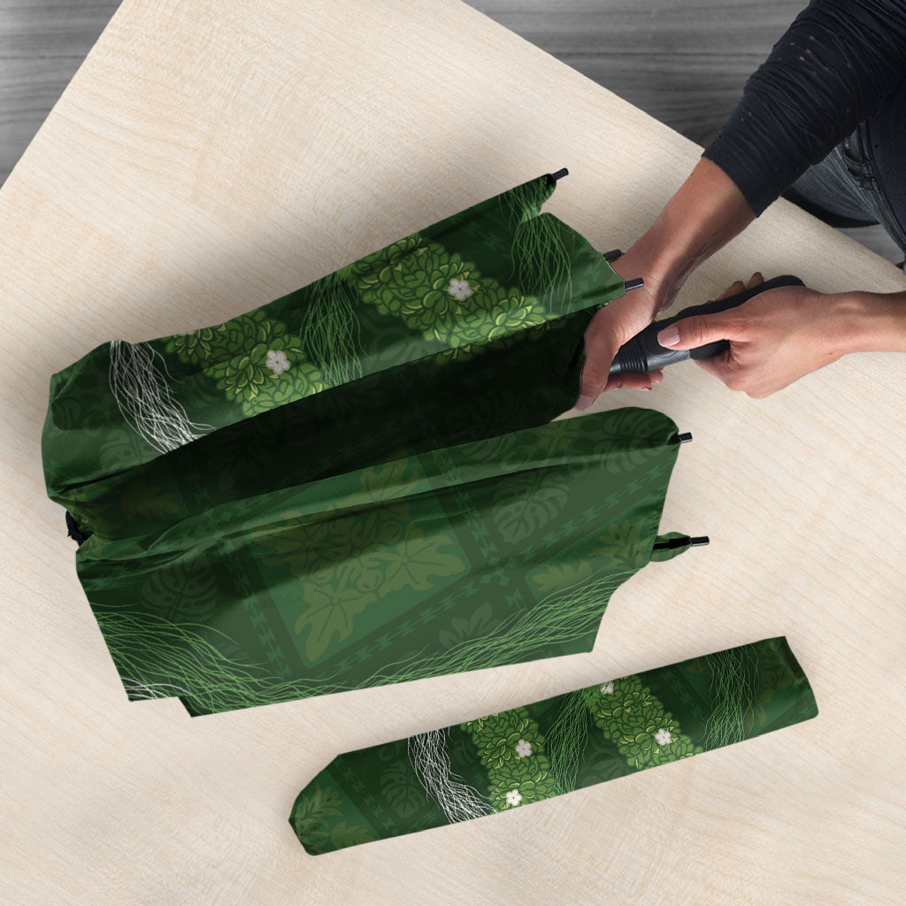 Hawaiian Quilt Umbrella Pele Hair Hinahina Lei Green Version